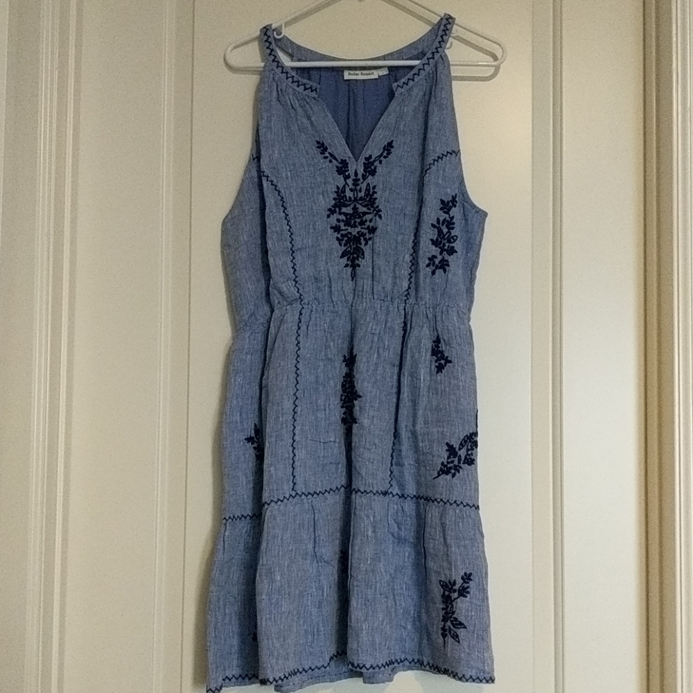 Roller Rabbit Embroidered Chambray Dress